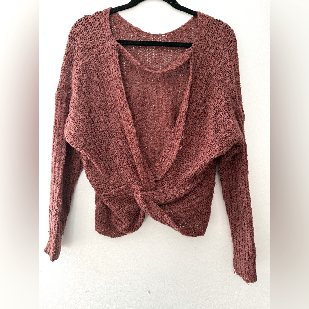 Debut mauve rose knot backless sweater knit